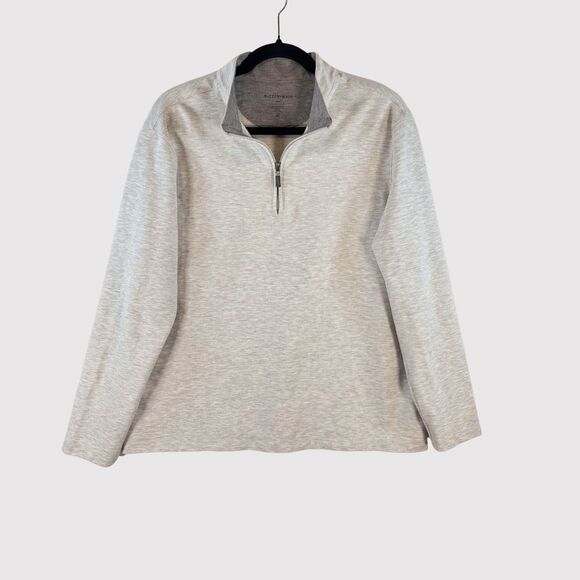 Mizzen Main Mens Sweater Gray KPI Quarter Zip Performance Pullover Stretch Large - Picture 2 of 10